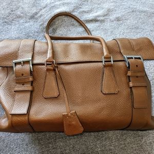 Large, Authentic Prada Leather Weekender Travel Tote Bag